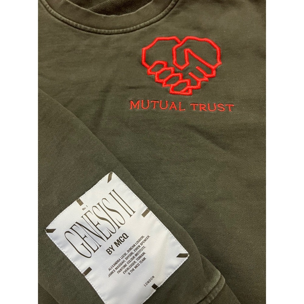 Alexander McQueen Genesis II Mutual Trust Graphic Sweatshirt Men's Olive Green M - Picture 2 of 7